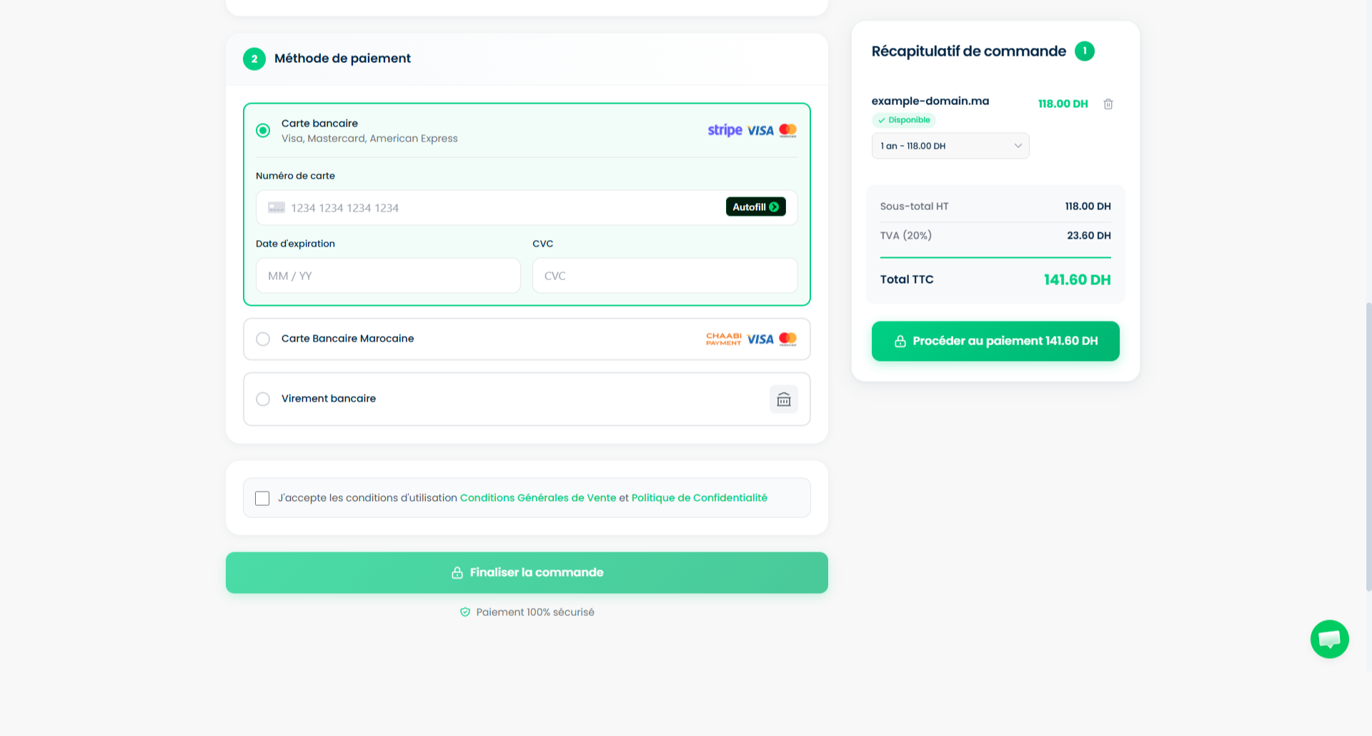 Paiement nom de domaine